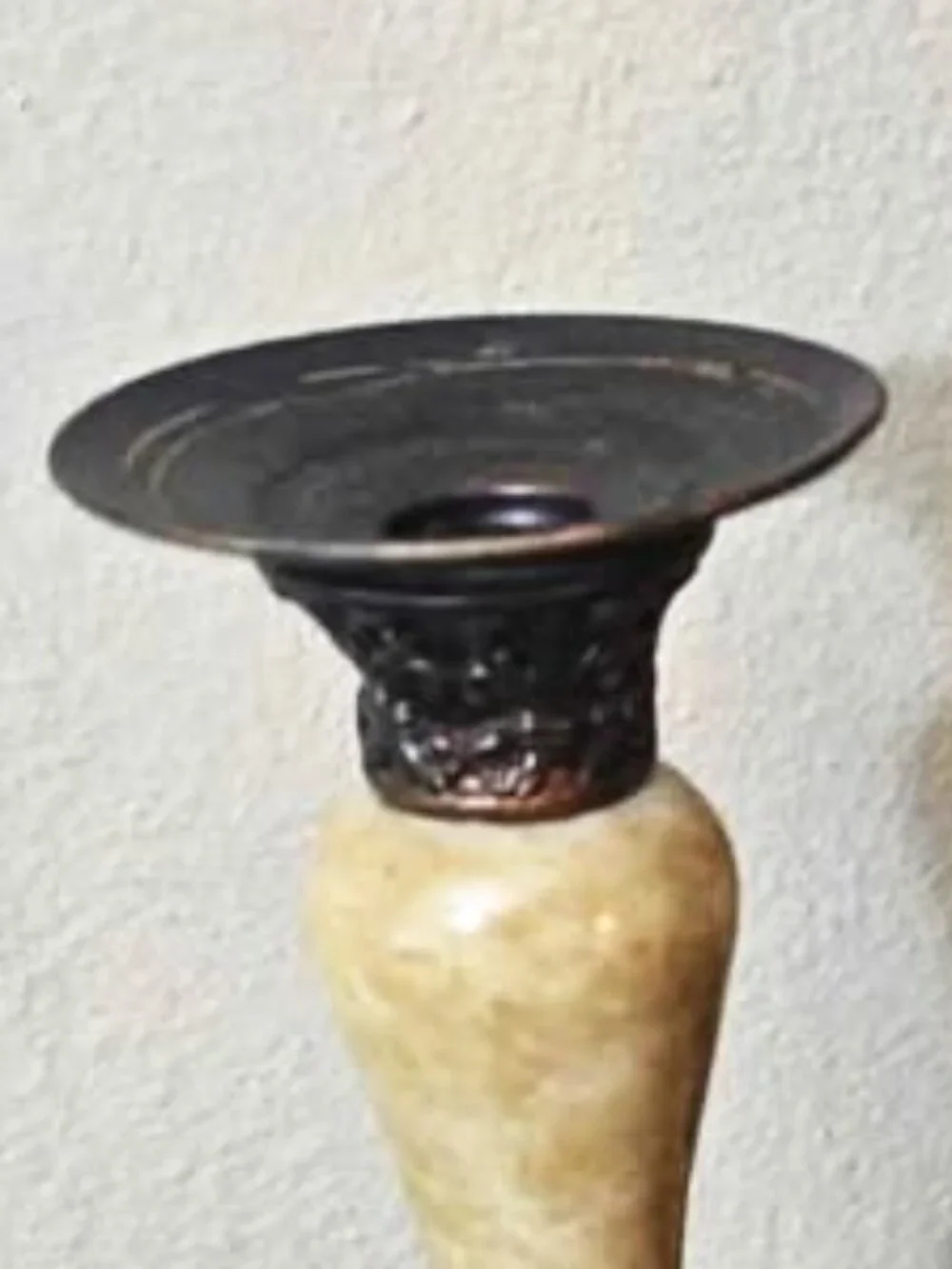 Set of 3 Vintage Marble Bronze Candle Holders
